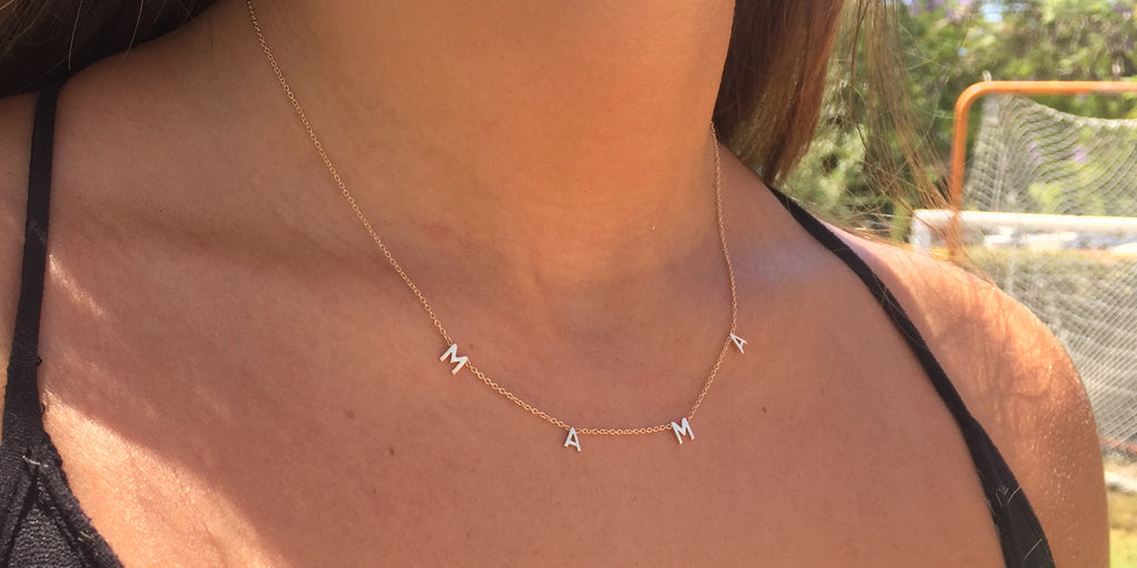 14k Gold MAMA Necklace - Spaced – Mommy Jewelry