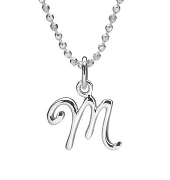 Sterling Silver Initial Charms | Cursive Disc Alphabet Letter Charm H