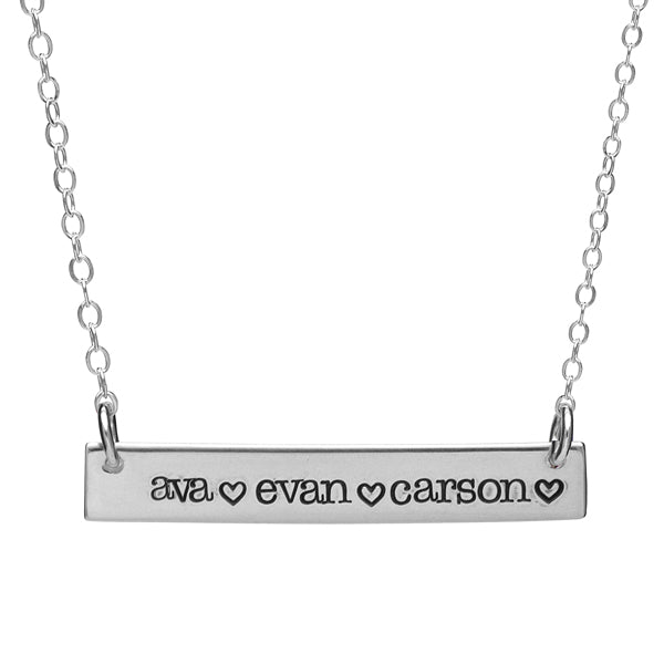 Large Skinny Nameplate Necklace - hand stamped
